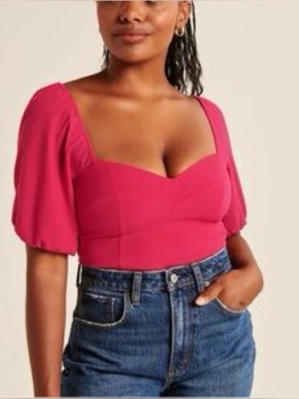 NEW Abercrombie & Fitch Pink Puff Sleeve Top